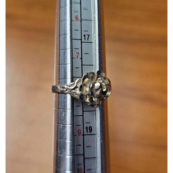 Antique 925 Sterling Silver Abstract Flower Rustic Ladies Ring Size 8 - Picture 4 of 11